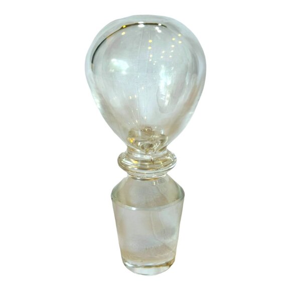 Crystal Bottle Stopper Round Top Vintage MCM 4.25" - Picture 1 of 7